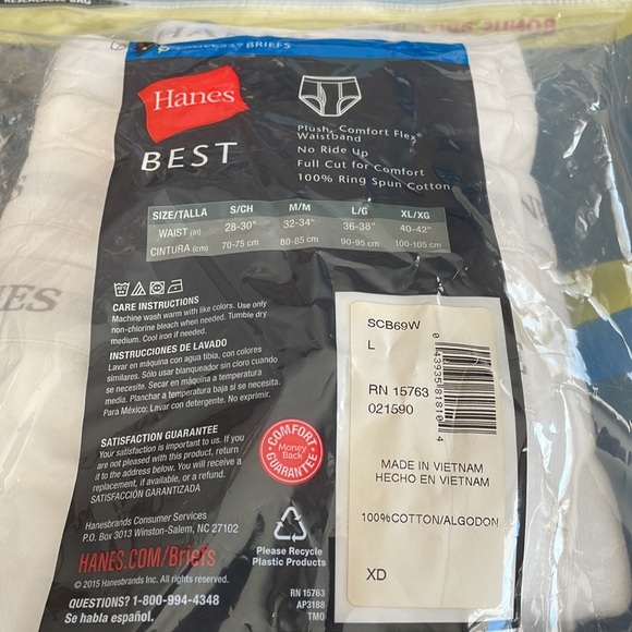 6 pair men’s briefs white size l - Picture 2 of 3